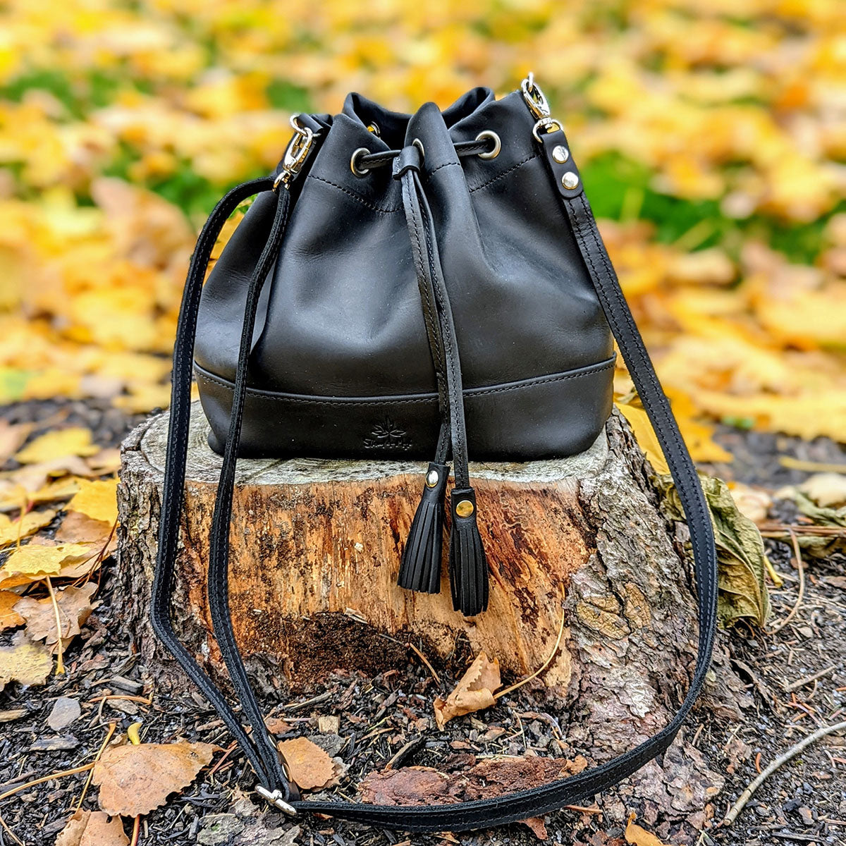 Leather Mini Bucket Bag Knitting Project Bags Thread and Maple