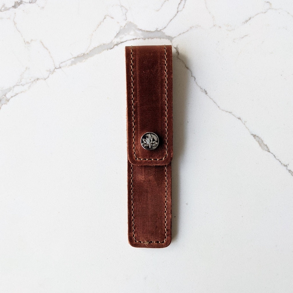 Leather Cable Needle Pouch - Whiskey - Goods